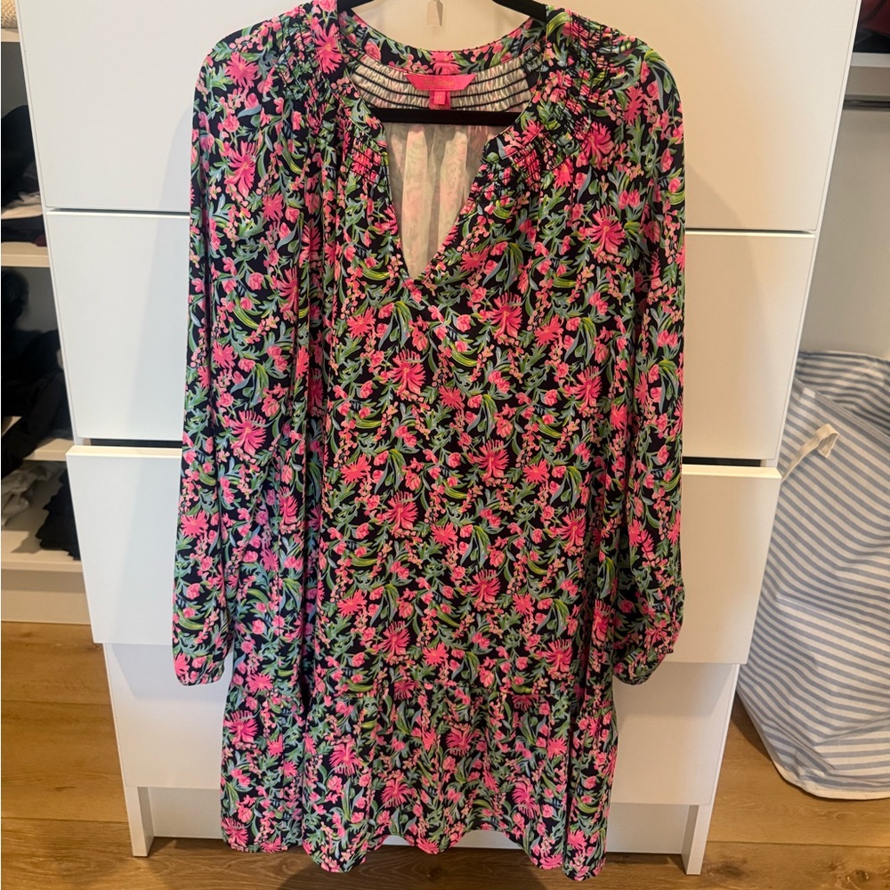 Lilly Pulitzer Vibrant Pink and Green Floral Dress